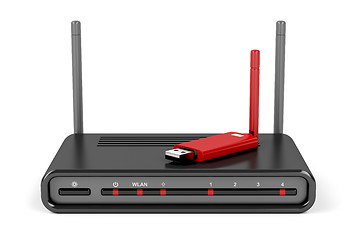 Image showing Wireless router and usb wireless adapter