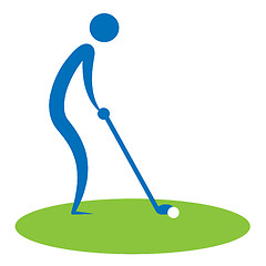 Image showing Man Teeing Off Shows Golf Courses And Golfing