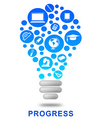 Image showing Progress Lightbulb Indicates Growth Advancement And Betterment