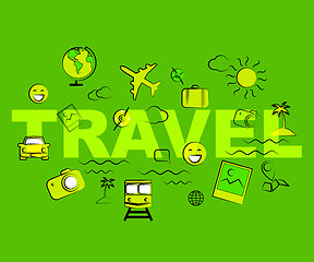Image showing Travel Icons Represent Exploring Voyage Tours And Journeys