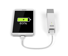 Image showing Smartphone charging with power bank