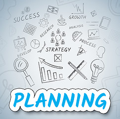 Image showing Planning Ideas Shows Objectives And Goals Icons
