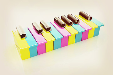 Image showing Colorfull piano keys. 3D illustration. Vintage style.