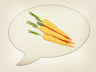 Image showing messenger window icon and carrot. 3D illustration. Vintage style