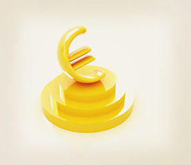 Image showing icon euro sign on podium. 3D illustration. Vintage style.