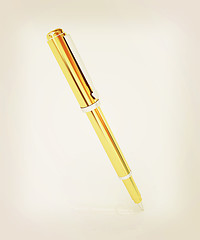 Image showing Gold corporate pen design . 3D illustration. Vintage style.