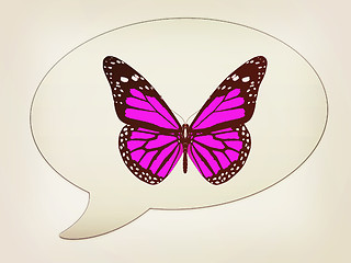 Image showing messenger window icon and red butterfly . 3D illustration. Vinta