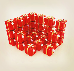 Image showing Bright christmas gifts. 3D illustration. Vintage style.
