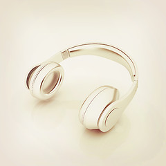 Image showing Headphones Icon . 3D illustration. Vintage style.