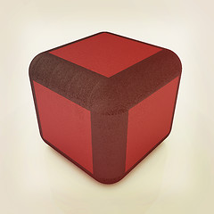 Image showing leather foot stool ottoman . 3D illustration. Vintage style.