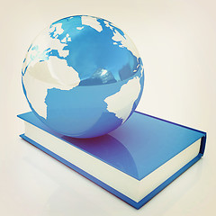Image showing book and earth. 3D illustration. Vintage style.
