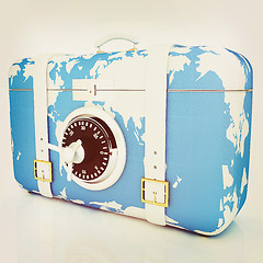 Image showing suitcase-safe for travel . 3D illustration. Vintage style.