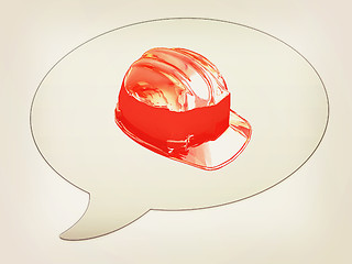 Image showing messenger window icon. Hard hat. 3D illustration. Vintage style.