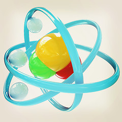 Image showing 3d illustration of a water molecule. 3D illustration. Vintage st