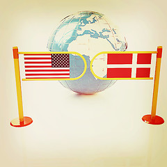 Image showing Three-dimensional image of the turnstile and flags of Denmark an