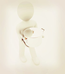 Image showing 3d man with tableware . 3D illustration. Vintage style.