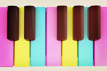 Image showing Colorfull piano keys. 3D illustration. Vintage style.