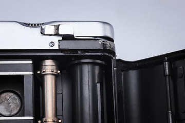 Image showing Closeup of old retro film camera lens