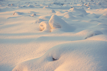 Image showing landscape. weather, snowdrifts in the foreground