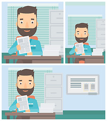 Image showing HR manager checking files vector illustration.