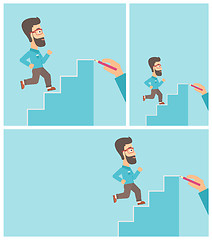 Image showing Businessman running upstairs vector illustration.