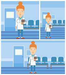 Image showing Doctor with file in medical office.