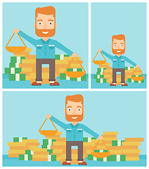 Image showing Businessman with scales vector illustration.