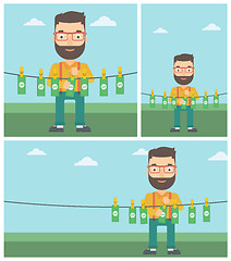 Image showing Man loundering money vector illustration.