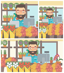 Image showing Florist at flower shop vector illustration.