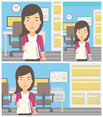 Image showing Woman giving resume vector illustration.