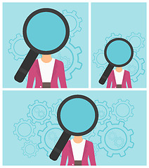 Image showing Woman with magnifier instead of head.