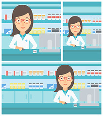 Image showing Pharmacist at counter with computer monitor.