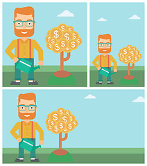 Image showing Man watering money tree vector illustration.