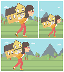 Image showing Woman carrying house.