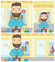 Image showing Man showing epmty wallet vector illustration.