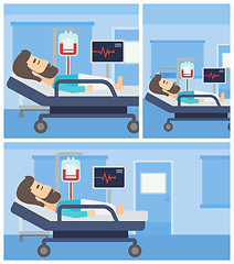 Image showing Man lying in hospital bed.