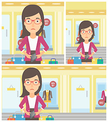 Image showing Woman showing epmty wallet vector illustration.