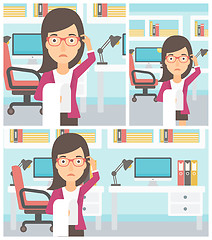 Image showing Business woman with long bill vector illustration.