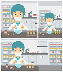 Image showing Pharmacist preparing medication.