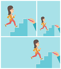 Image showing Businesswoman running upstairs vector illustration