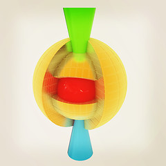 Image showing 3d atom. Abstract model. 3D illustration. Vintage style.