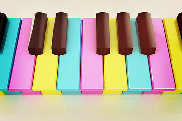 Image showing Colorfull piano keys. 3D illustration. Vintage style.