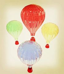 Image showing Hot Air Balloons with Gondola. 3D illustration. Vintage style.