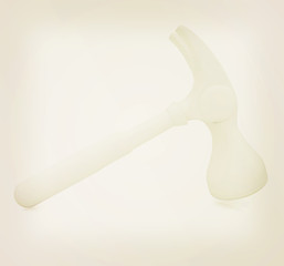 Image showing Hammer on white background . 3D illustration. Vintage style.