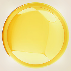 Image showing Glossy yellow button. 3D illustration. Vintage style.