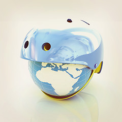 Image showing Bicycle helmet on earth. The concept of healthy life and sport. 