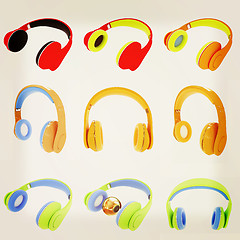 Image showing headphones. 3D illustration. Vintage style.