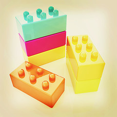 Image showing Building blocks on white . 3D illustration. Vintage style.