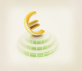 Image showing icon euro sign on podium. 3D illustration. Vintage style.