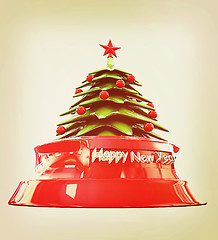 Image showing Christmas tree. 3D illustration. Vintage style.